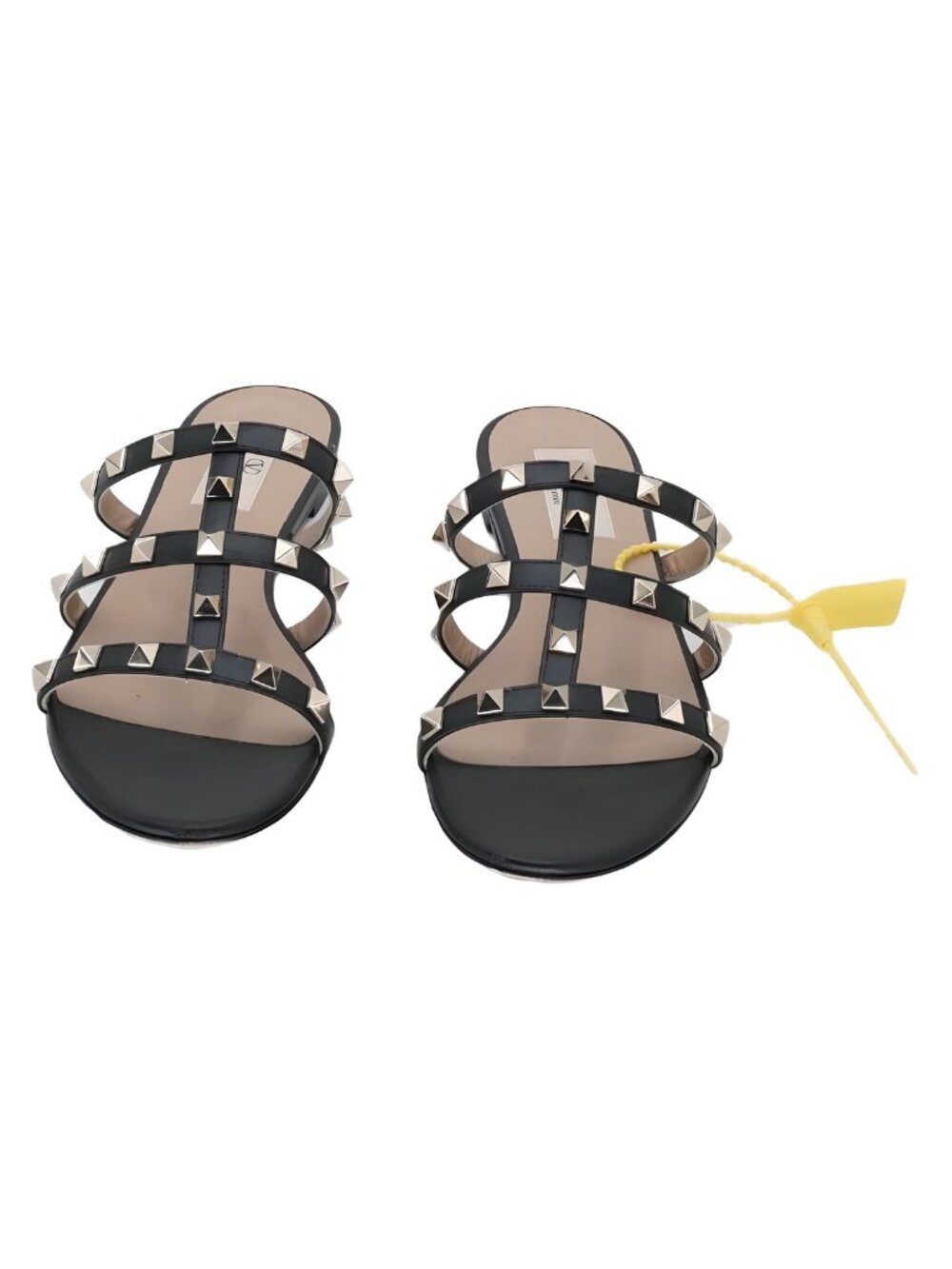 Valentino Garavani Rockstud Flat Slide Sandals Black Sz US 7 EU 37 - Picture 5 of 6
